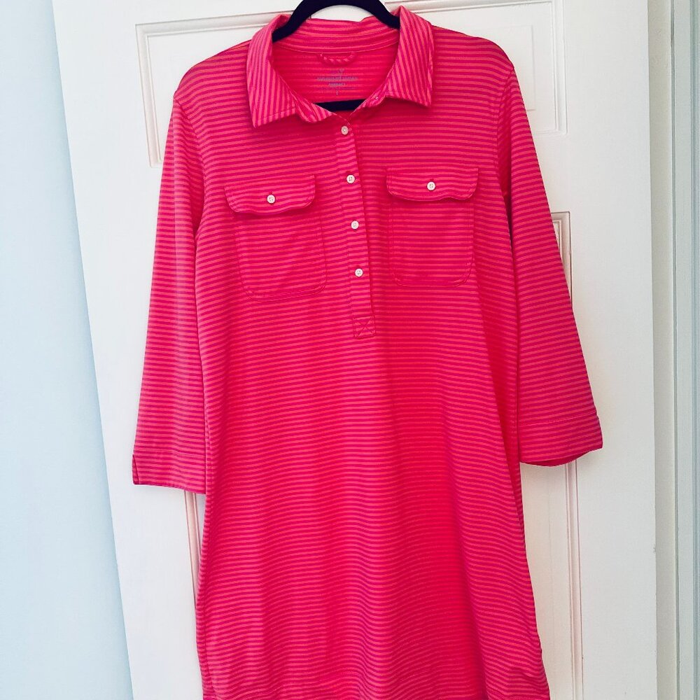Vineyard Vines Women’s Margo Dress Striped Sankaty Pink Orange Sizw L